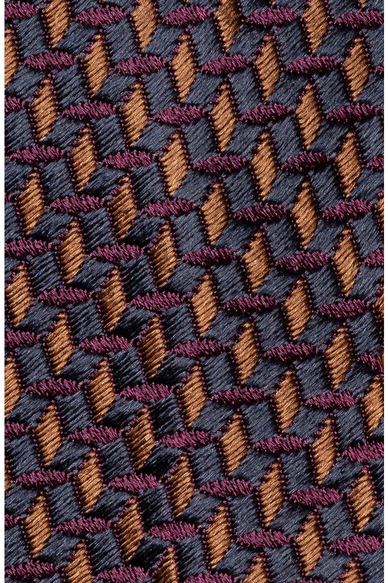 Micro Geometric Woven Silk Tie, Alternate, color, MEDIUM BROWN