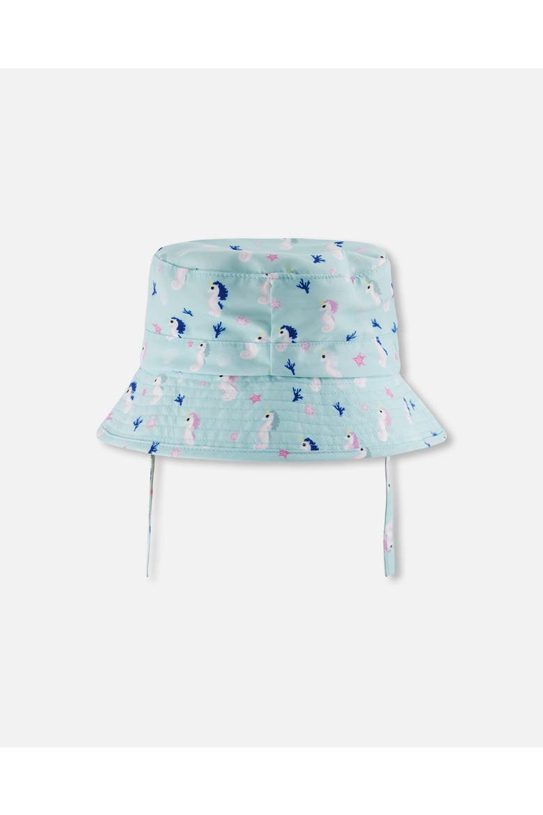 Wide Brim Beach Seahorse Beach Hat, Alternate, color, Blue Seahorse Print