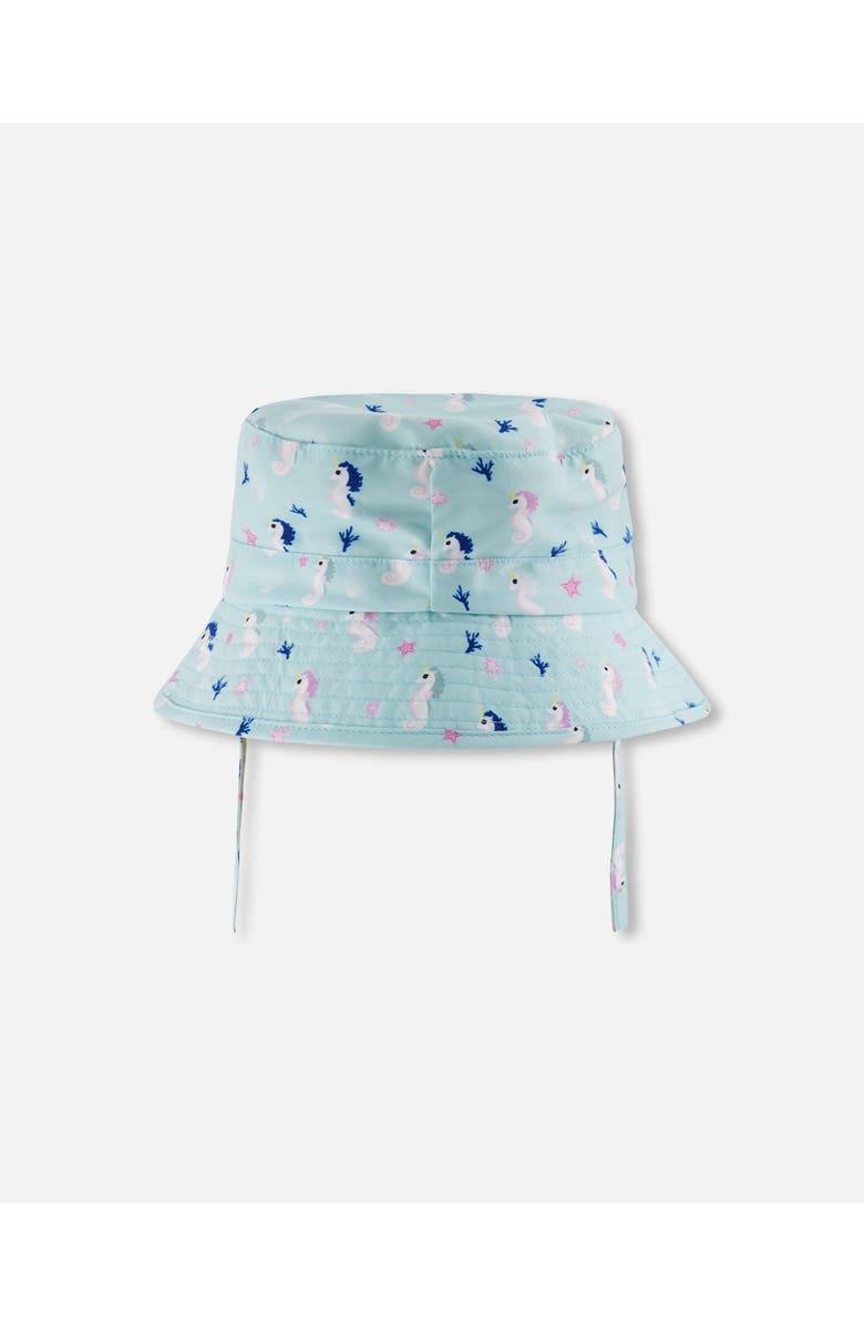 Deux par Deux Wide Brim Beach Seahorse Beach Hat, Alternate, color, Blue Seahorse Print