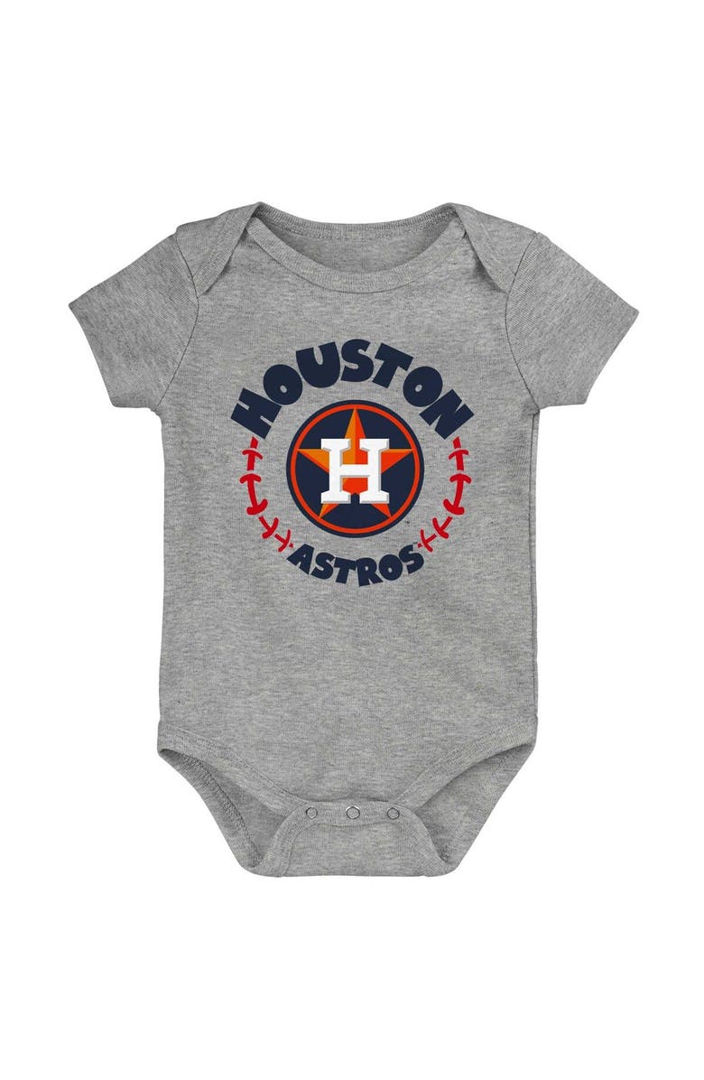 Outerstuff Infant Orange/White/Heather Gray Houston Astros Biggest Little Fan 3-Pack Bodysuit Set, Alternate, color, Orange