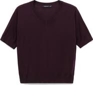 MANGO Selection V-Neck Short Sleeve Wool Sweater