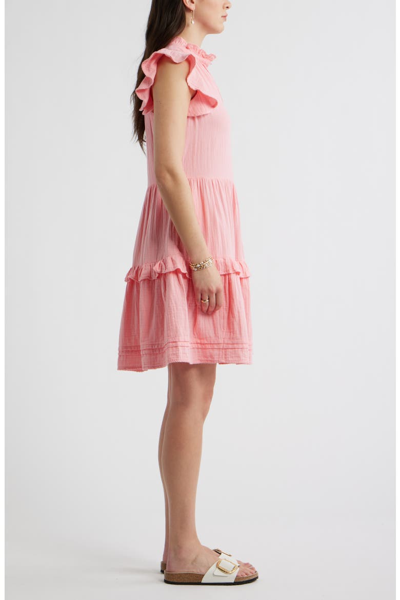 Ruffle Duo Cotton Gauze Dress, Alternate, color, PINK DIANTHUS