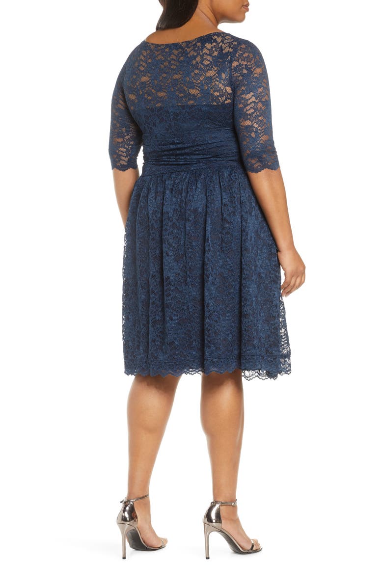 Kiyonna Luna Lace A-Line Dress, Alternate, color, Navy