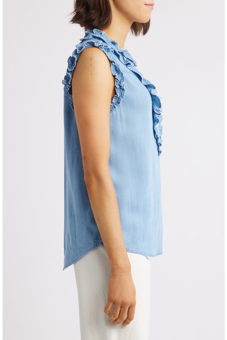 Ruffle Accent Sleeveless Top, Alternate, color, LIGHT BLUE