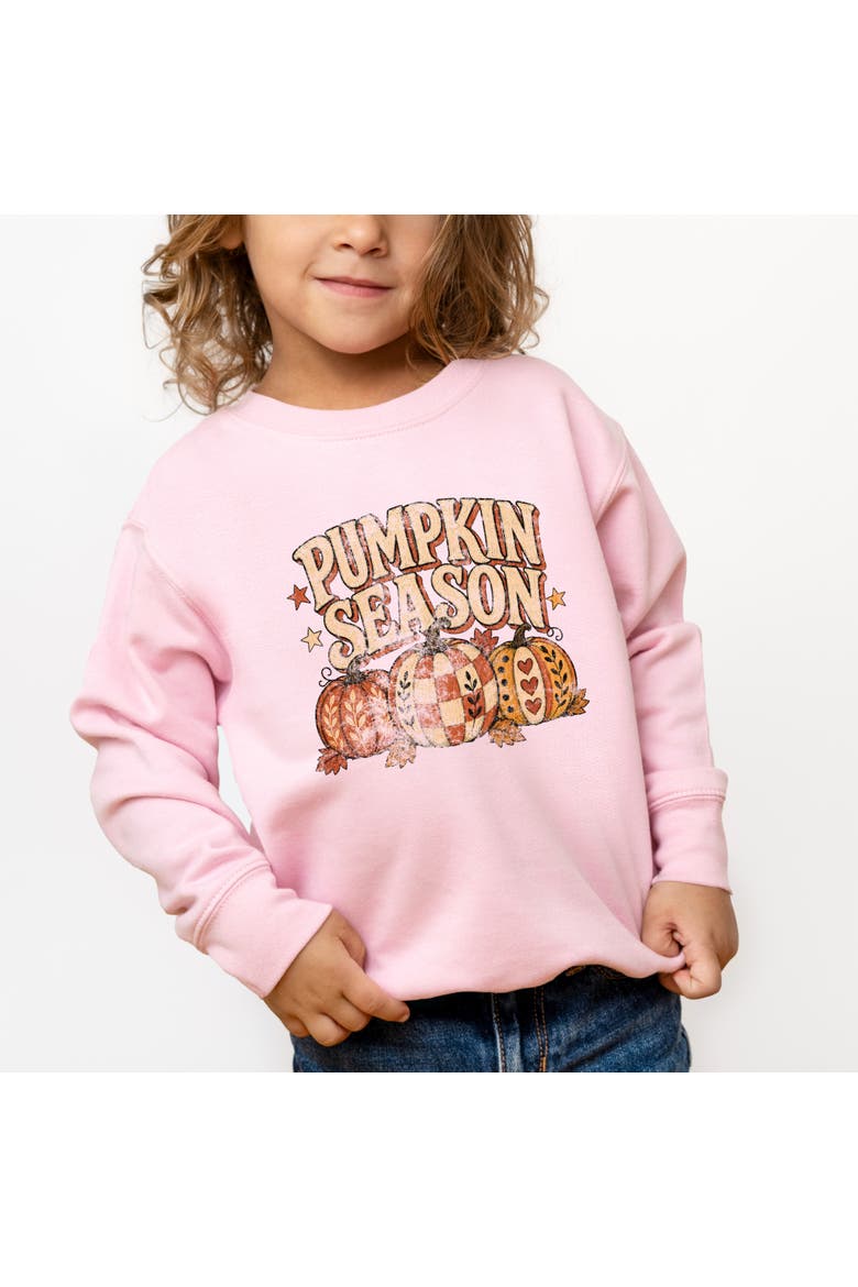 Pumpkin Season Pattern Stars Toddler Graphic Sweatshirt, Main, color, Pink