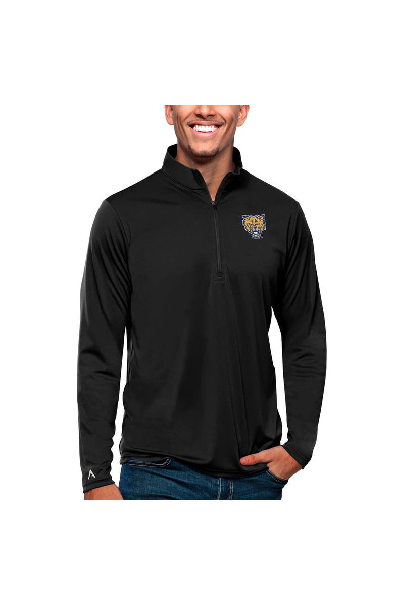 ANTIGUA Men's Antigua Black Fort Valley State Wildcats Tribute Quarter-Zip Pullover Top, Main, color, 