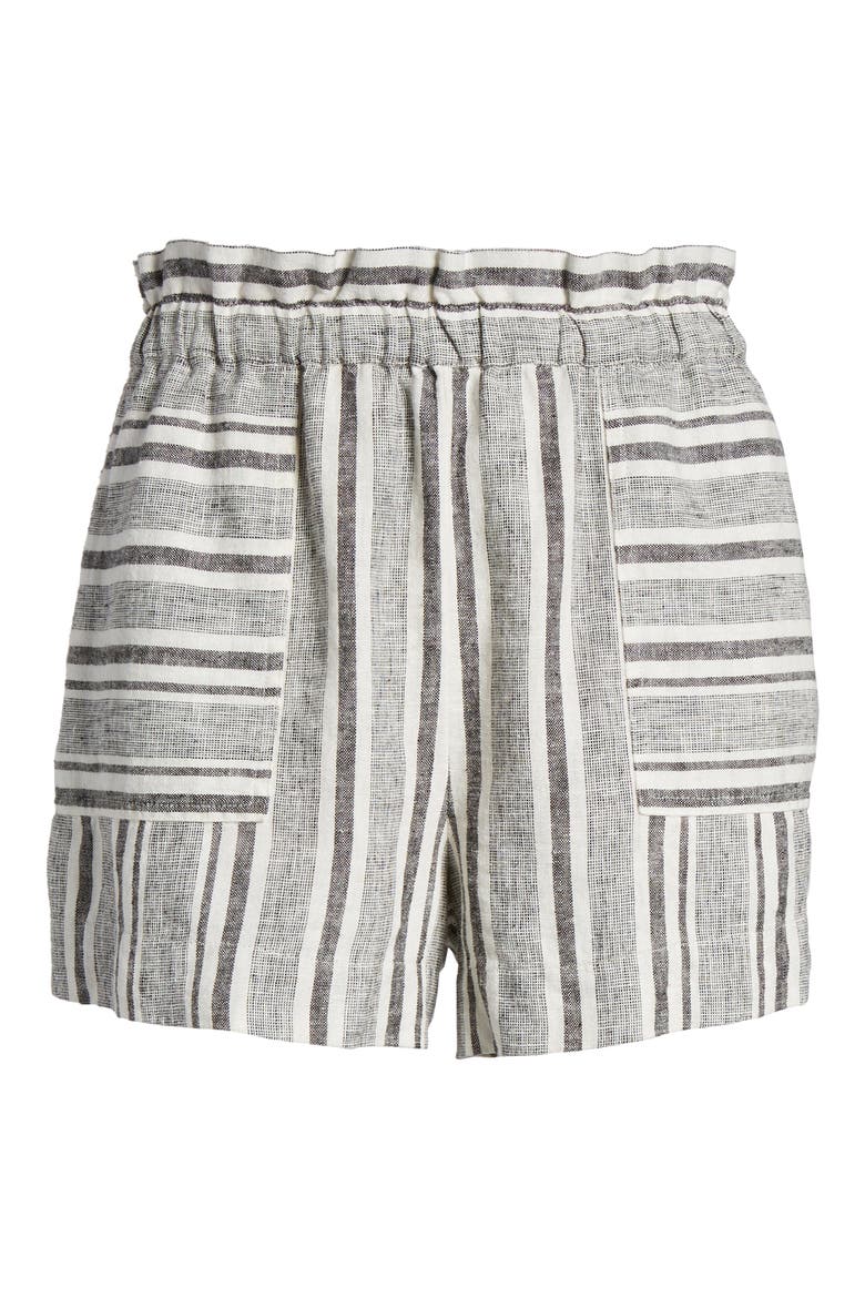 Stripe Linen Blend Shorts, Alternate, color, BLACK VIOLA STRIPE