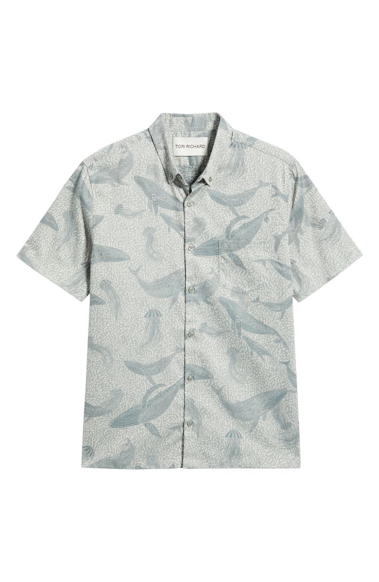 Tori Richard Marine Mosaic Jacquard Cotton Shirt, Alternate, color, Grey