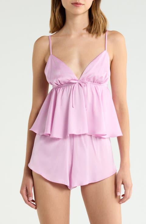 Satin Two-Piece Camisole and Shorts Sleep Set
