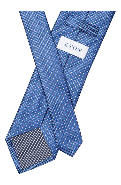 Eton Micropattern Silk Tie In Medium Blue