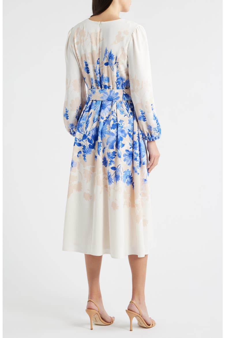 Placed Floral Long Sleeve Dress, Alternate, color, IVORY BLUE