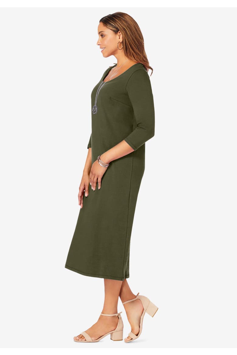 Stretch Cotton T Shirt Dress, Alternate, color, DEEP CLARET
