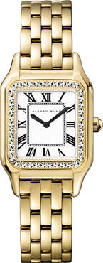 Alfred Sung Two-Tone Crystal Bezel Bracelet Watch, 24mm x 28mm