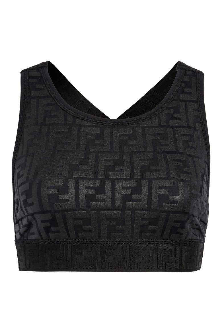 Fendirama FF Logo Crop Top, Main, color, BLACK