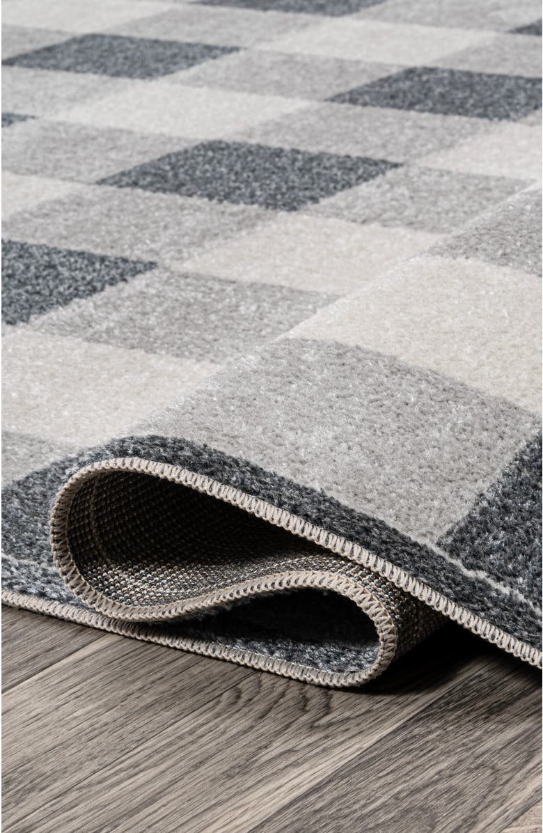 JONATHAN Y Gingham Gradient Plaid Cottage Machine-Washable Area Rug, Alternate, color, Light Gray/Dark Gray/Cream