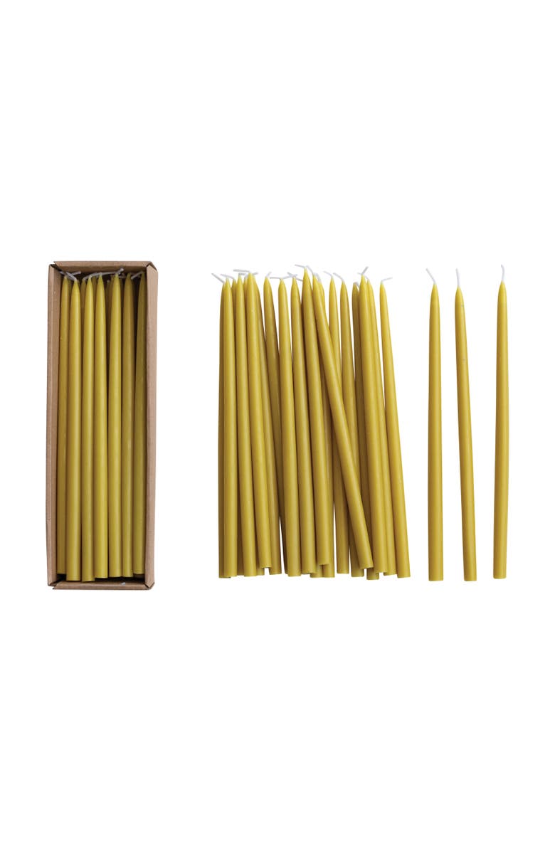 Storied Home 24-Piece Unscented Thin Taper Candles in Box, Chartreuse, Main, color, Green