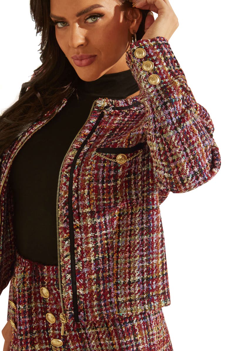 GUESS Mikaela Tweed Jacket, Alternate, color, 