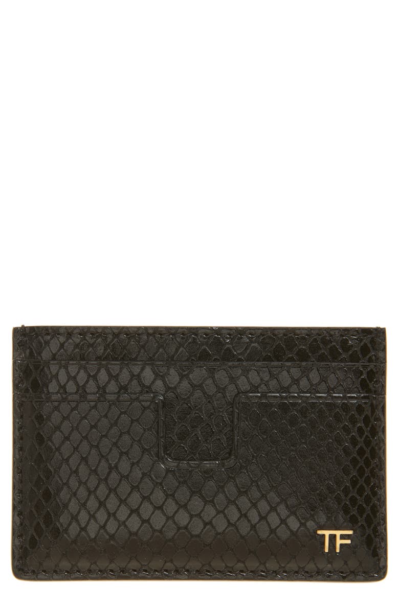 TOM FORD T-Line Python Embossed Leather Card Case, Main, color,