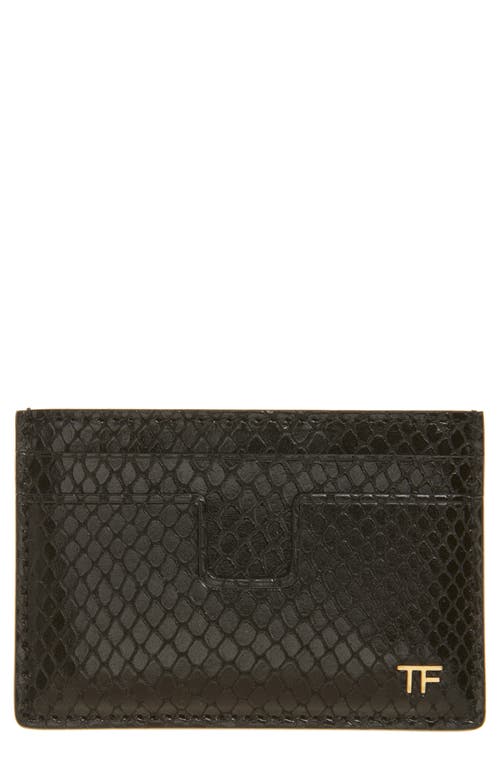 Tom Ford T-line Python Embossed Leather Card Case In 1n001 Black
