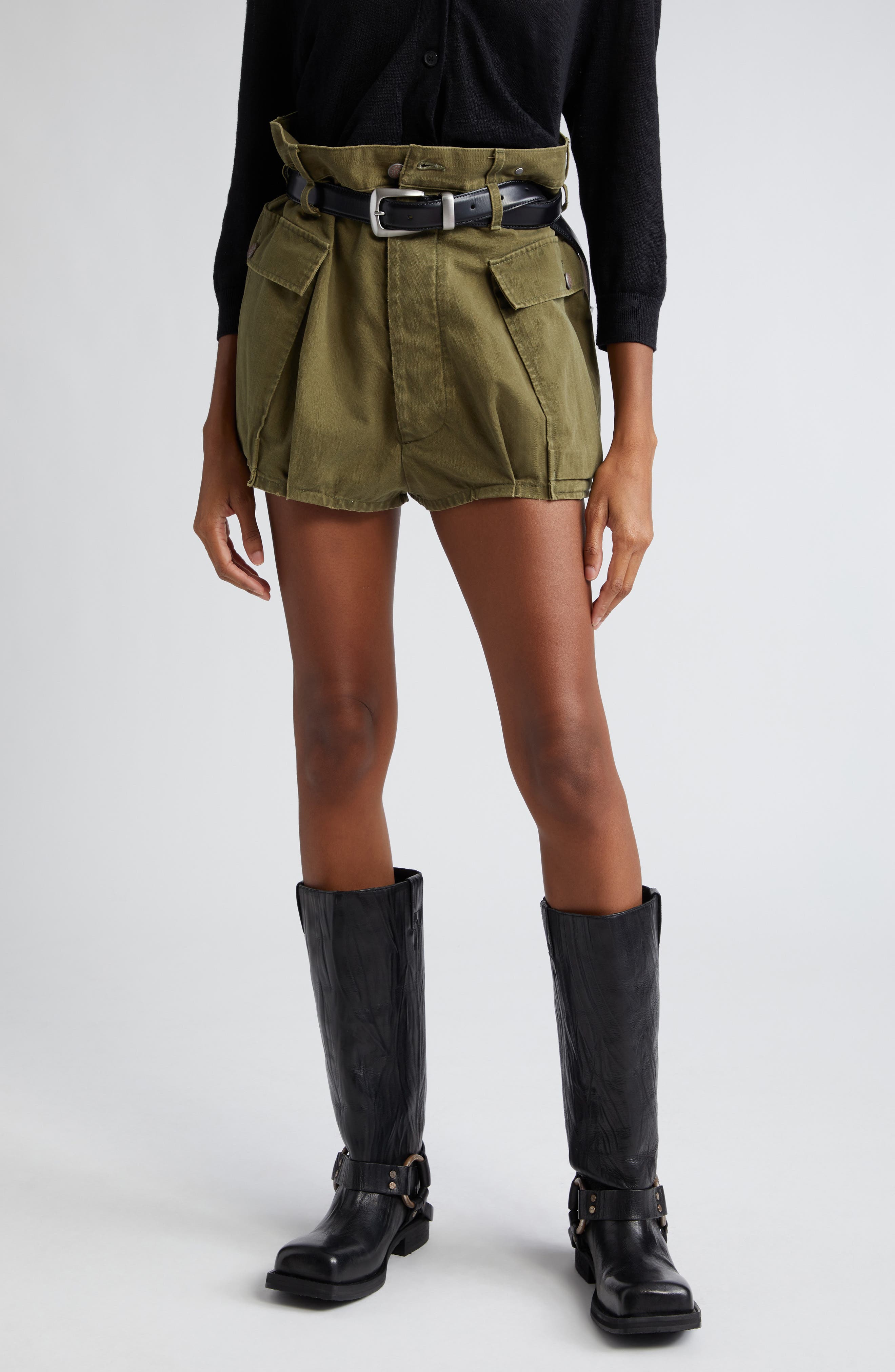 Bubble Cotton Twill Cargo Shorts