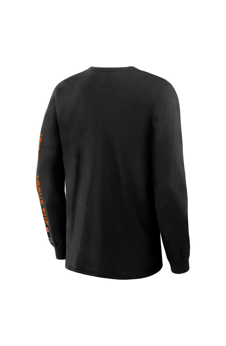 FANATICS Men's Fanatics Black Miami Hurricanes Quad Fuel The Fire Long Sleeve T-Shirt, Alternate, color, Black