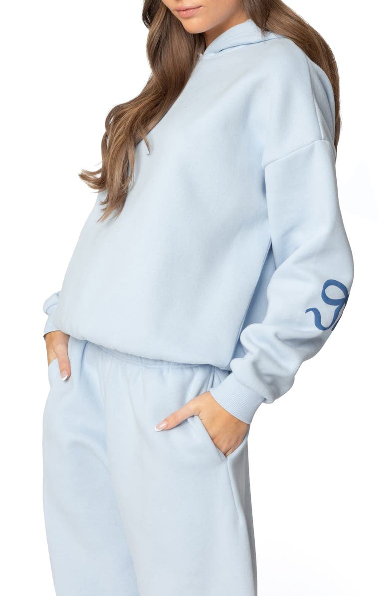 EDIKTED Bonney Bow Oversize Hoodie, Alternate, color, Blue