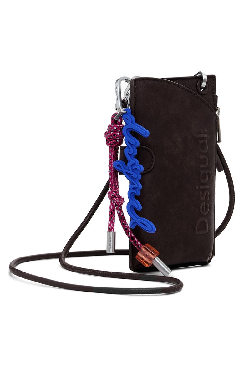 Faux Leather Crossbody Wallet, Alternate, color, DARK BROWN