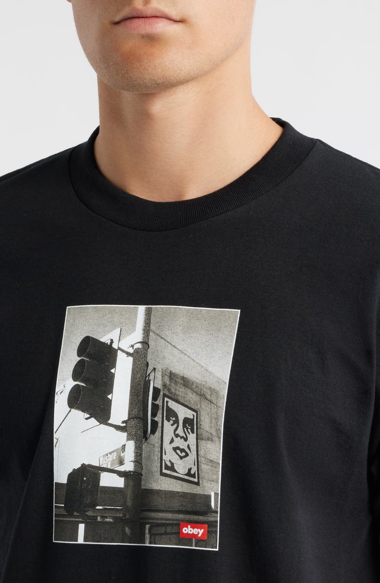 Obey Los Angeles Photo Graphic T-Shirt, Alternate, color, Black