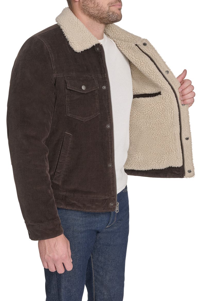 Corduroy & Faux Shearling Depot Jacket, Alternate, color, CHOCOLATE BROWN