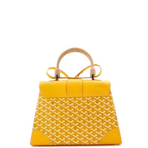 Pre-owned Goyard Goyard Saigon Top Handle Bag Coated Canvas With Leather Mm In Yellow
