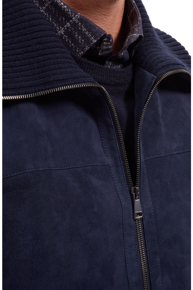 Hybrid Suede Leather Jacket, Alternate, color, NAVY