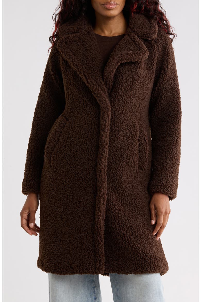 Missy Faux Shearling Coat, Main, color, CHOCOLATE
