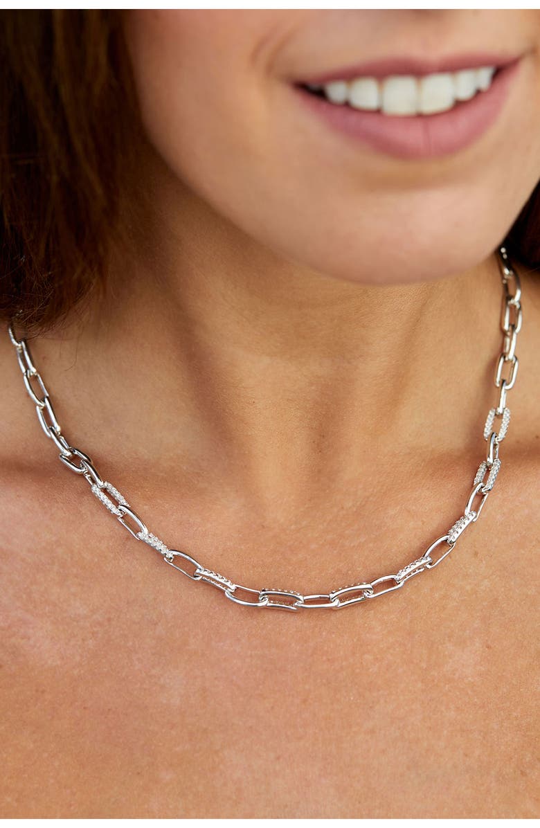 SAVVY CIE JEWELS 18K Gold Micro Pavé Link Necklace, Alternate, color,