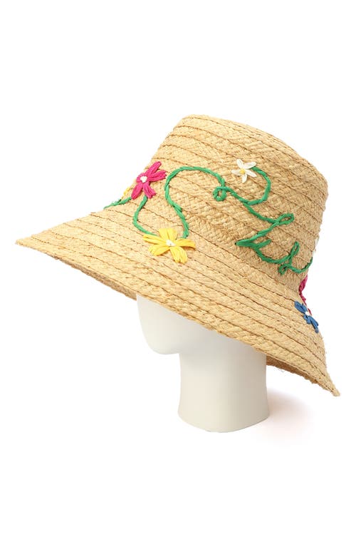 Kate Spade New York Floral Embroidered Straw Hat In Natural