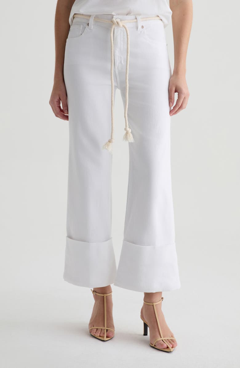 AG Saige Rope Belt Cuffed Crop Wide Leg Jeans, Main, color, 