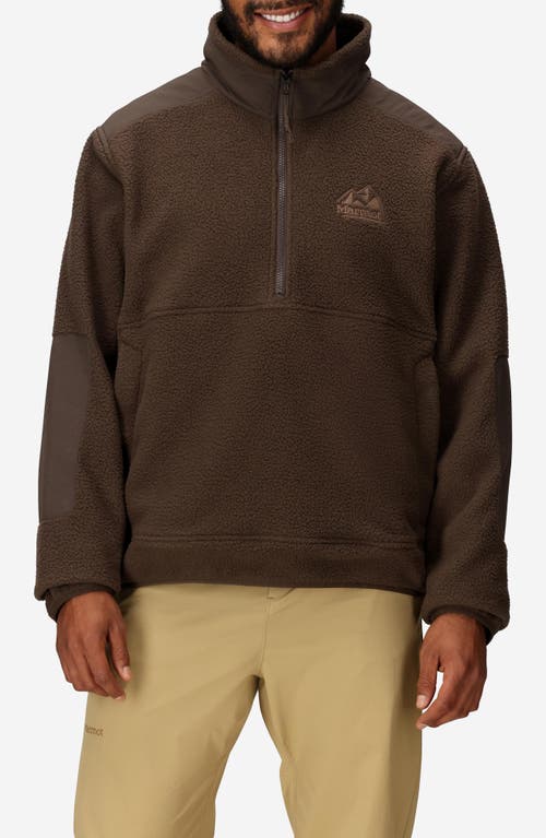Marmot Wanderer High Pile Fleece Half Zip Pullover In Brown
