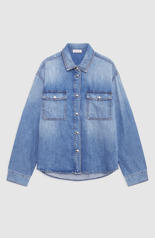 Anine Bing Womens Baltic Blue Paxton Oversized Denim Shirt