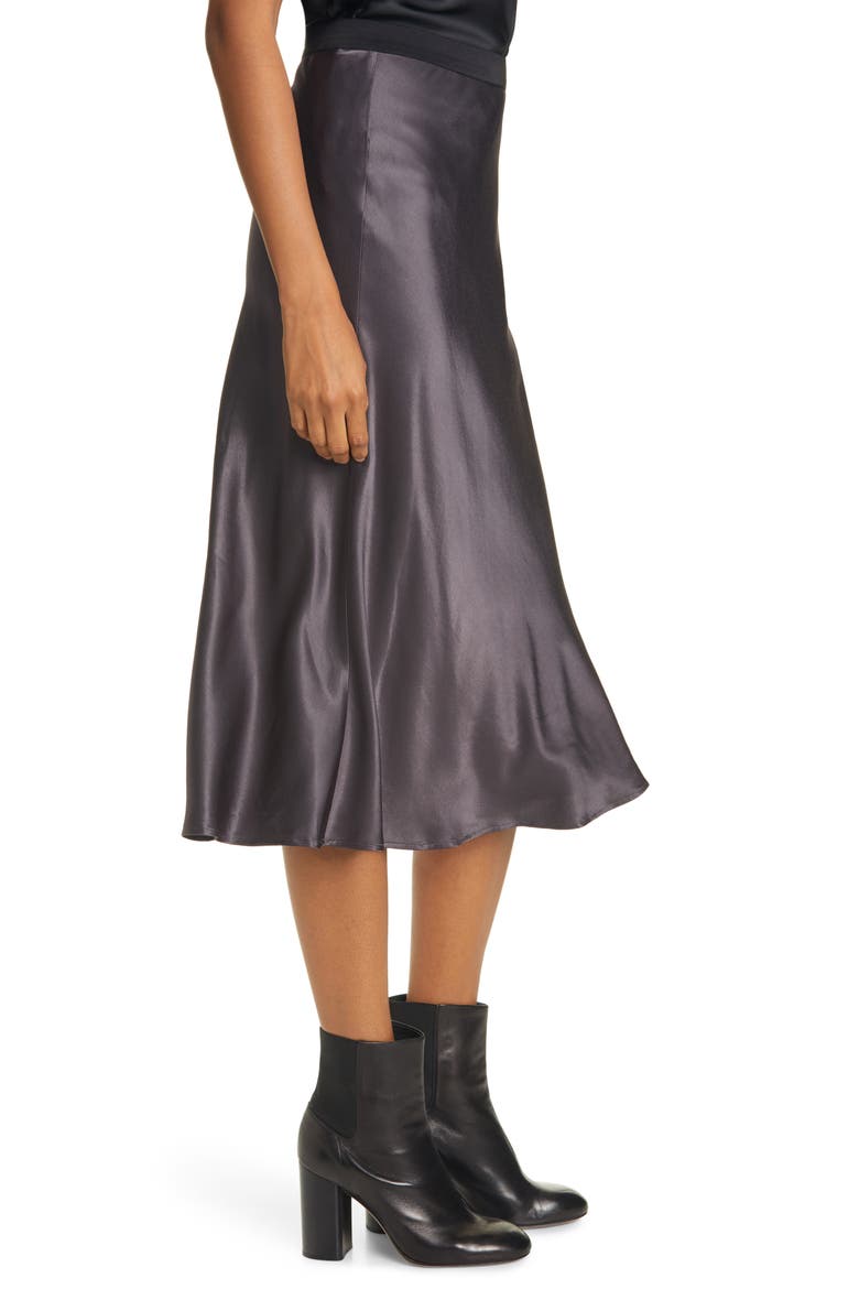 Berlin Satin Midi Skirt, Alternate, color, SLATE