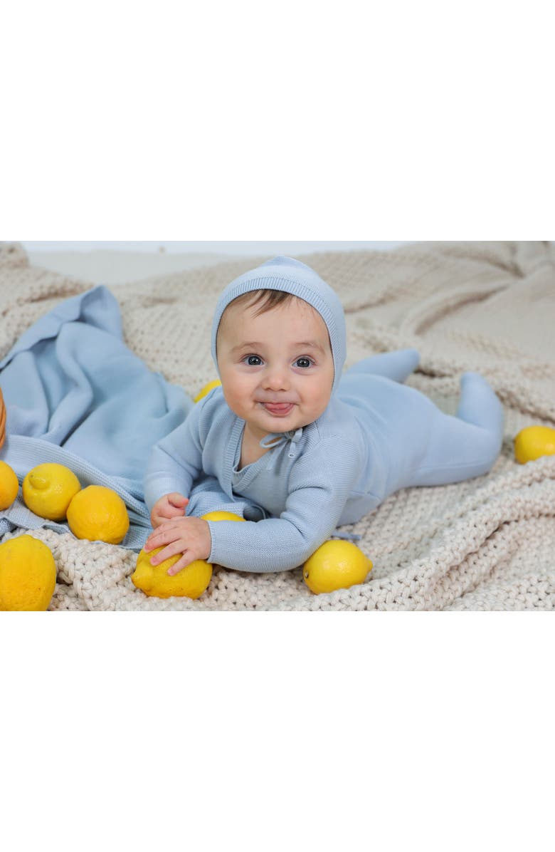 Bebe Bella Knit Romper and Wrap Cardigan Set, Alternate, color, Dark Almond