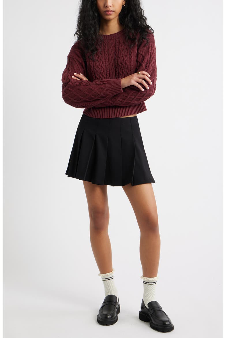 Cable Pullover Sweater, Alternate, color, BURGUNDY TANNIN