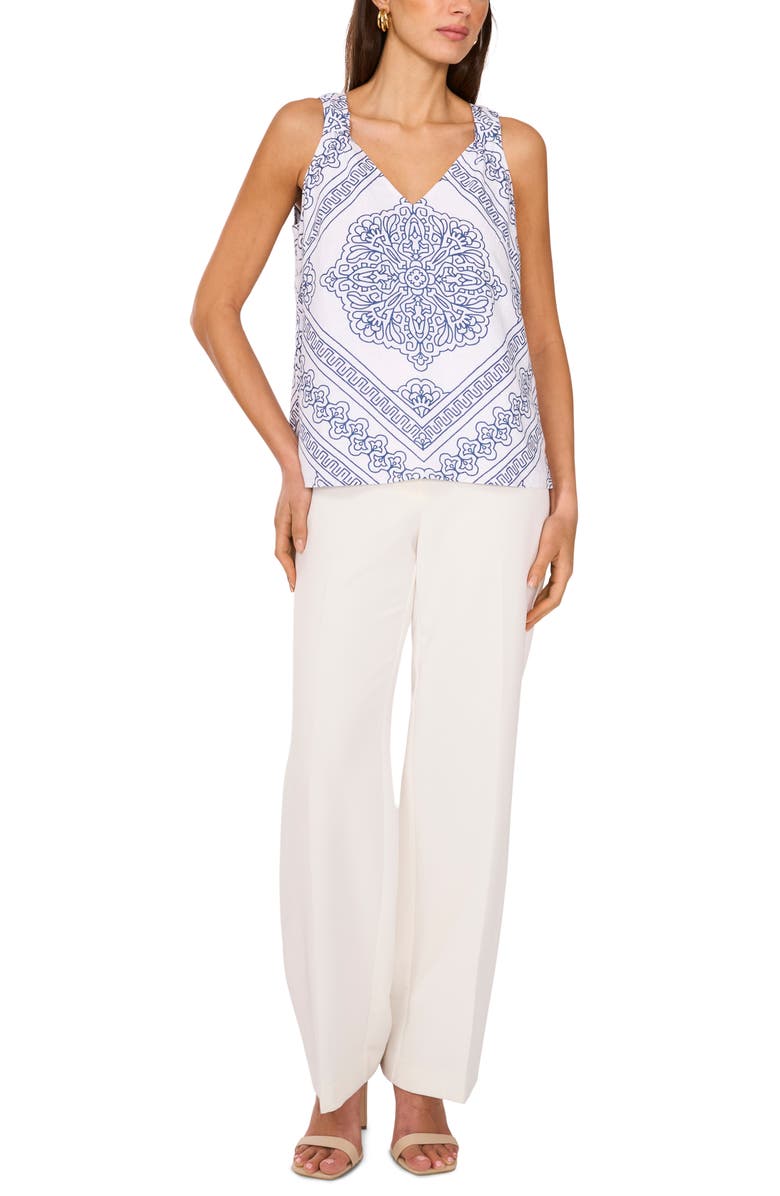 Vince Camuto Bandana Print V-Neck Tank, Alternate, color, 