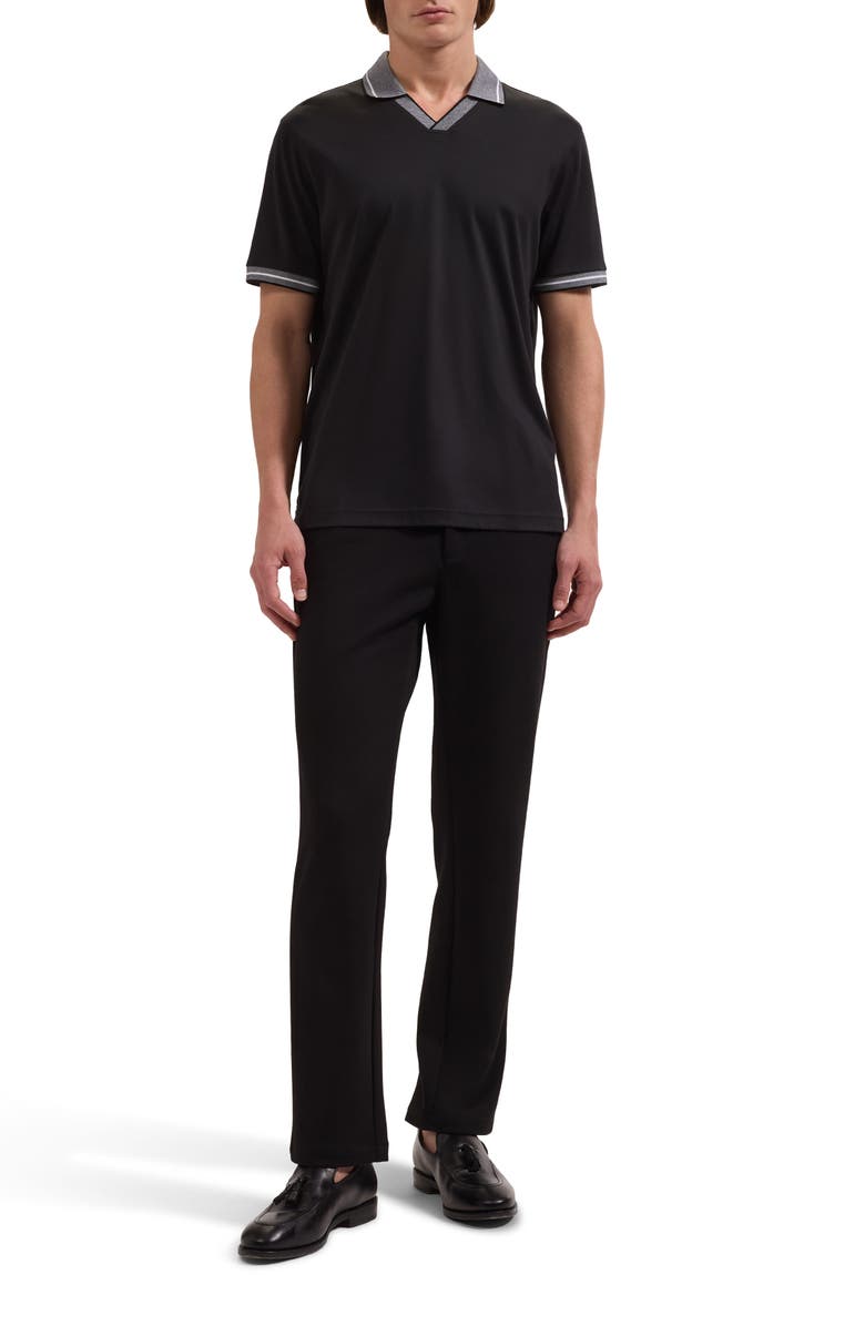 Bugatchi Pima Cotton Johnny Collar Polo, Alternate, color, Black
