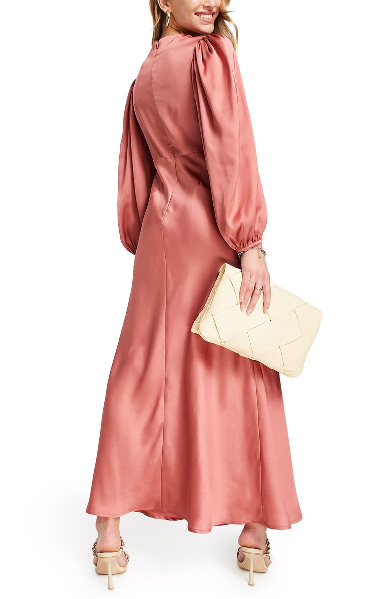 ASOS DESIGN Balloon Sleeve Satin Gown, Alternate, color, 