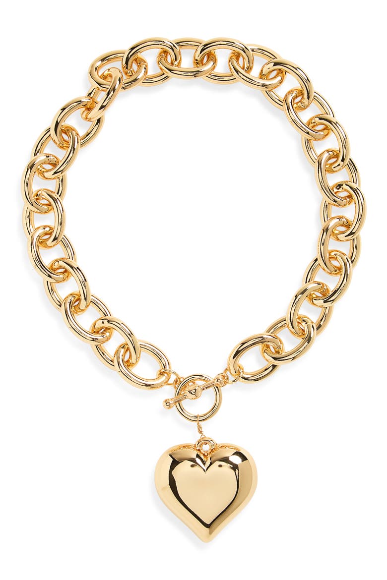 Heart Pendant Toggle Necklace, Main, color, GOLD