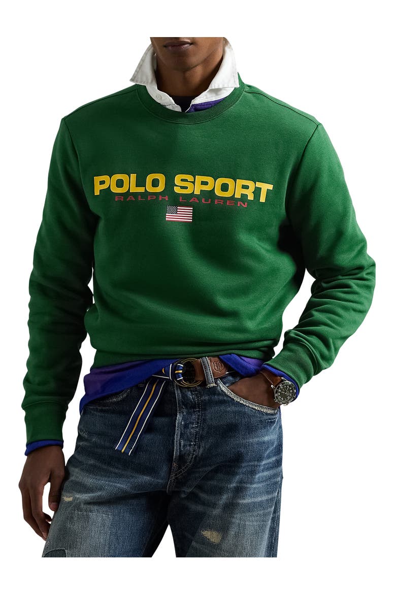 Polo Sport Fleece Sweatshirt, Main, color, NEW FOREST/ GOLD