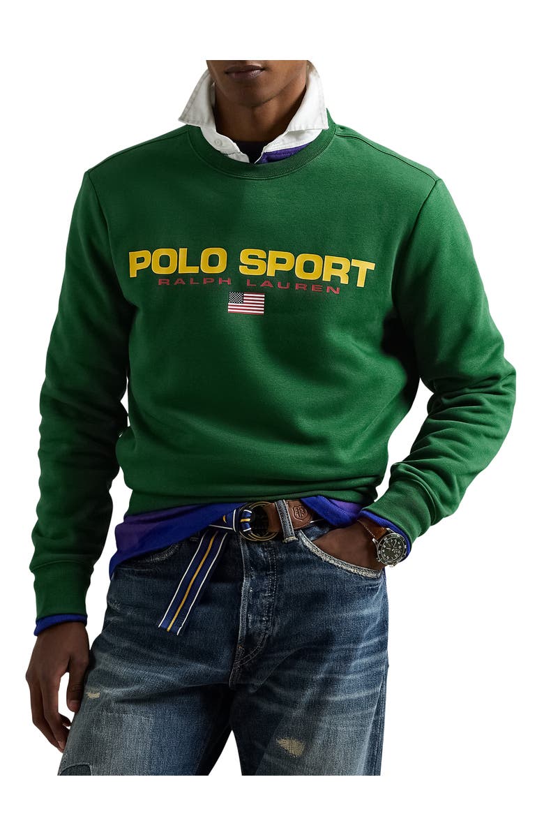 Polo Ralph Lauren Polo Sport Fleece Sweatshirt, Main, color, New Forest/ Gold