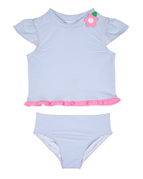 Cap Sleeve Rash Guard Tankini With Flower (Toddler, Little Kid, Big Kid)