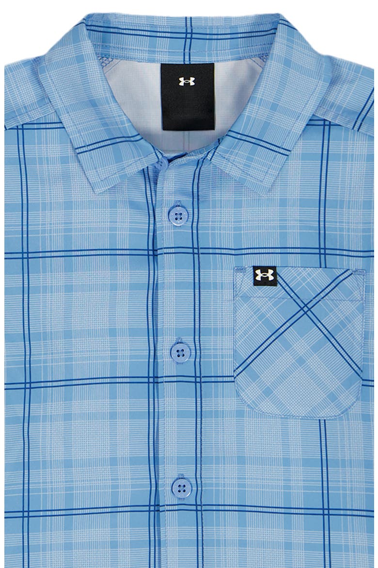 Kids' Plaid Button-Up Shirt & Shorts Set, Alternate, color, HORIZON BLUE