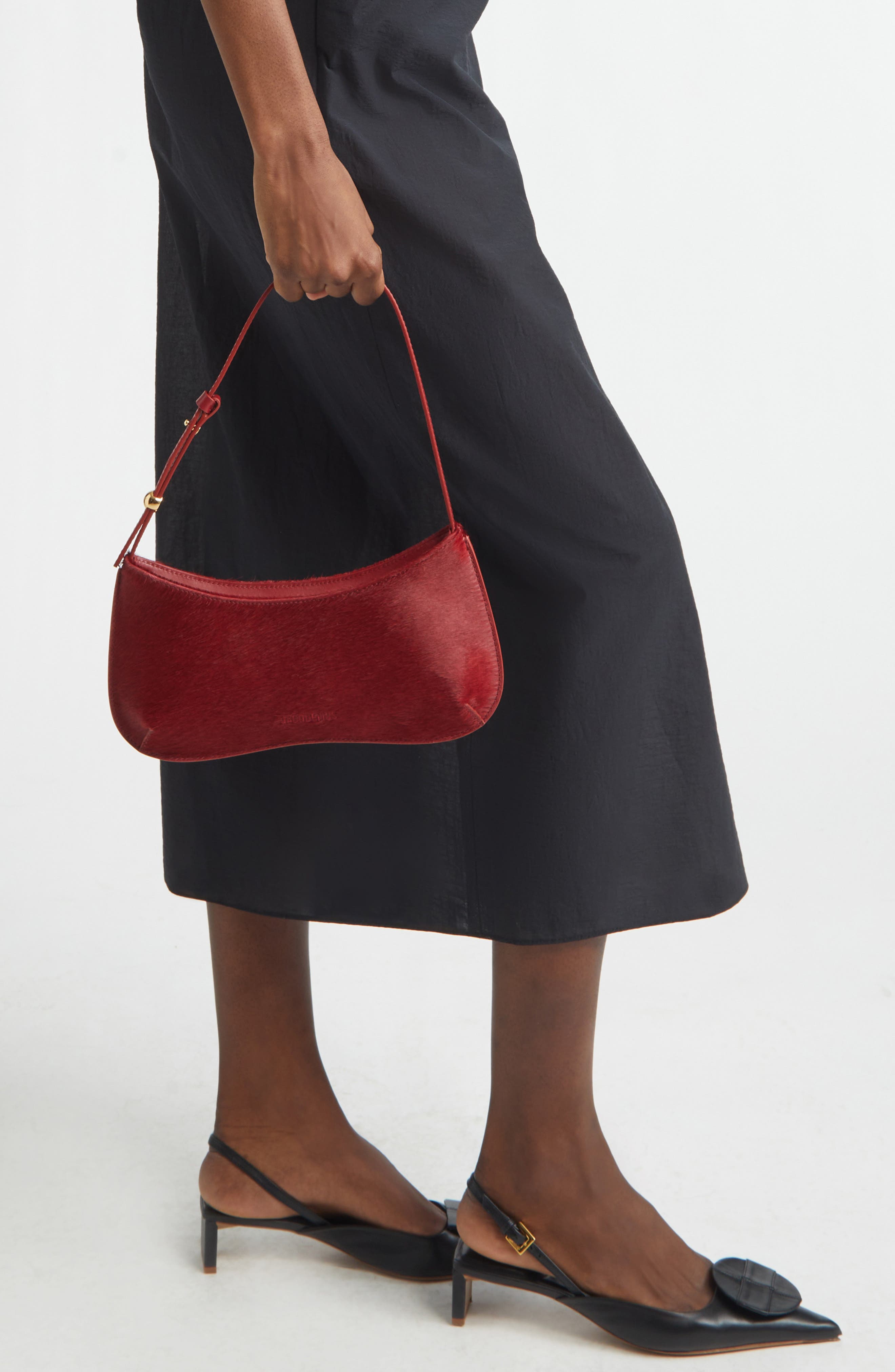 Le Bisou Genuine Calf Hair Shoulder Bag, Alternate, color, DARK RED 480