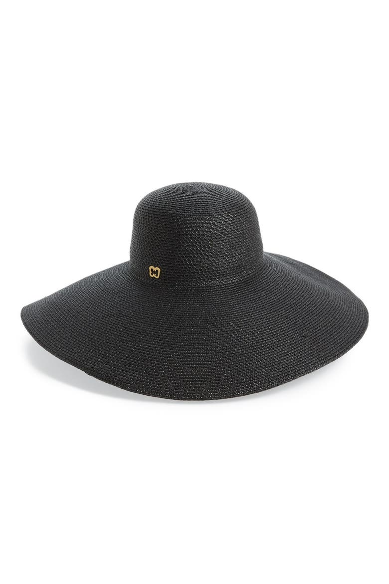 Floppy Straw Hat, Main, color, BLACK